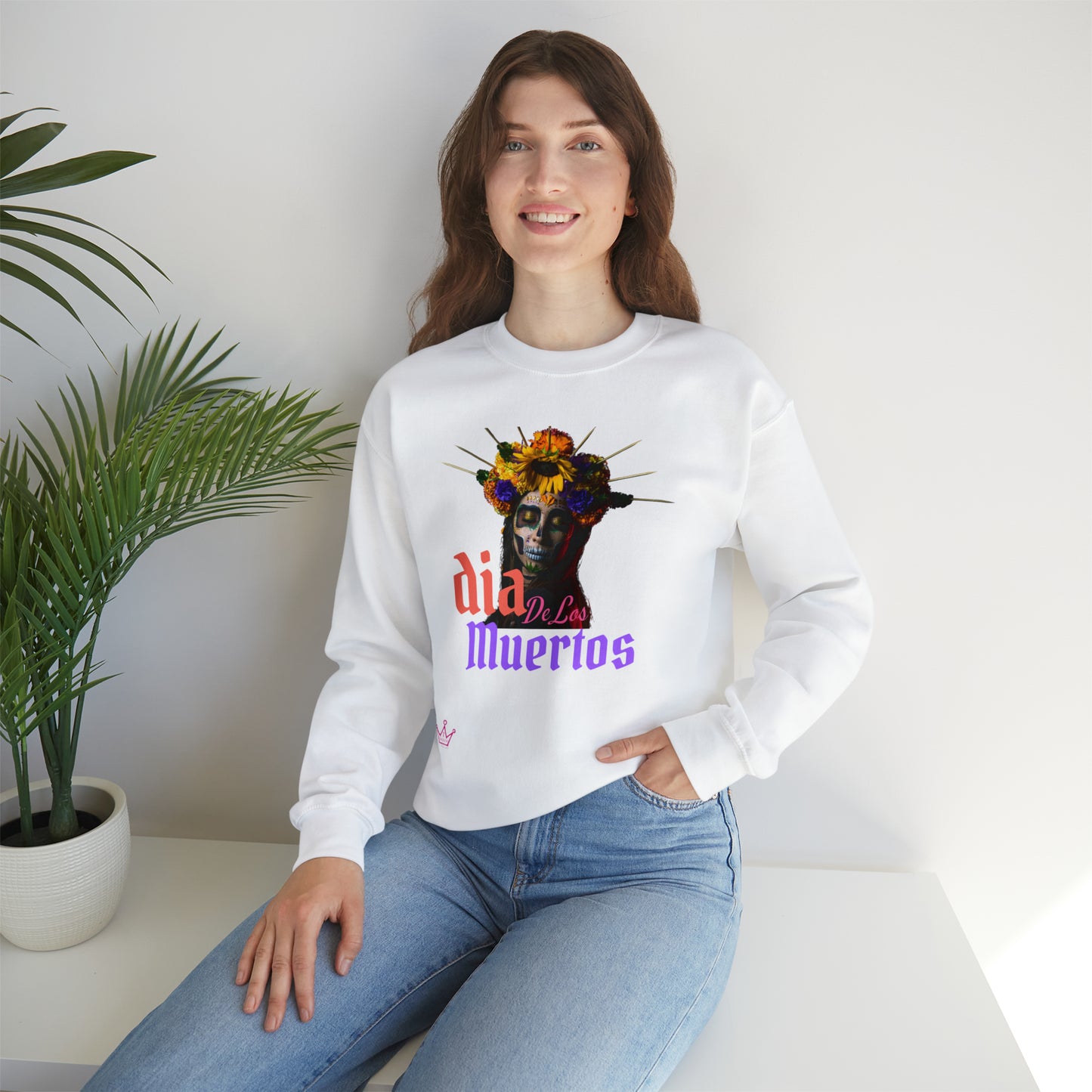 Dia de los Muertos Skull Halloween Adult Sweatshirt Unisex Heavy Blend™ Crewneck