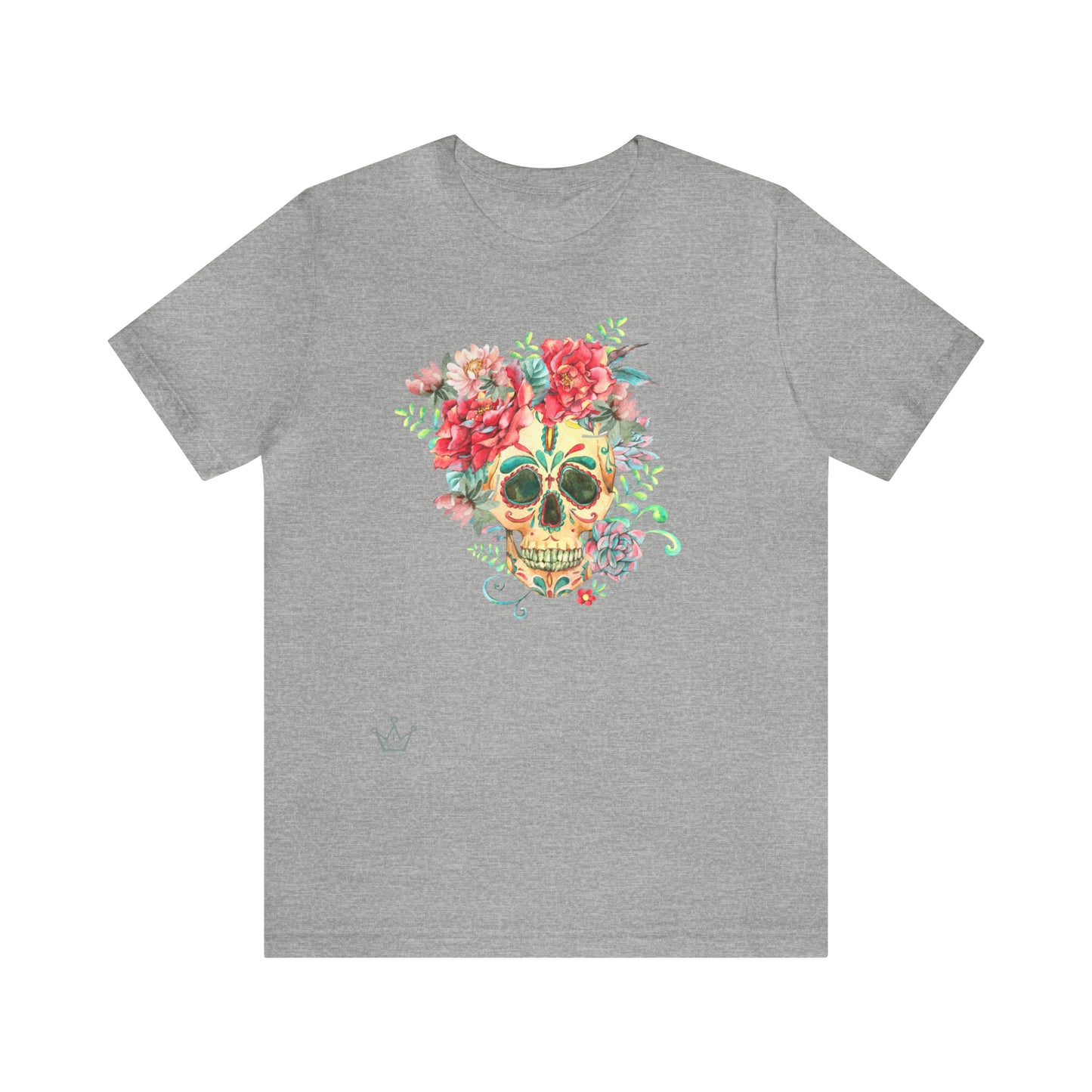 Boho Flower Skull Adult T-Shirt Unisex Jersey Short Sleeve Tee