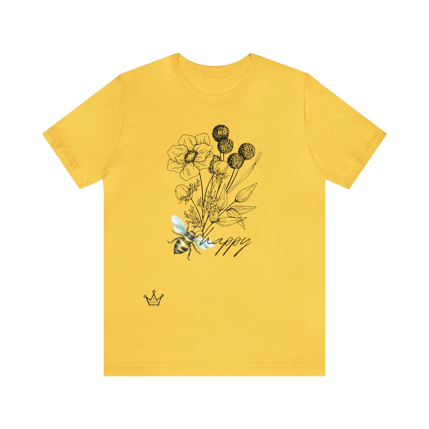 Bee Happy Adult T-Shirt Unisex Jersey Short Sleeve Tee