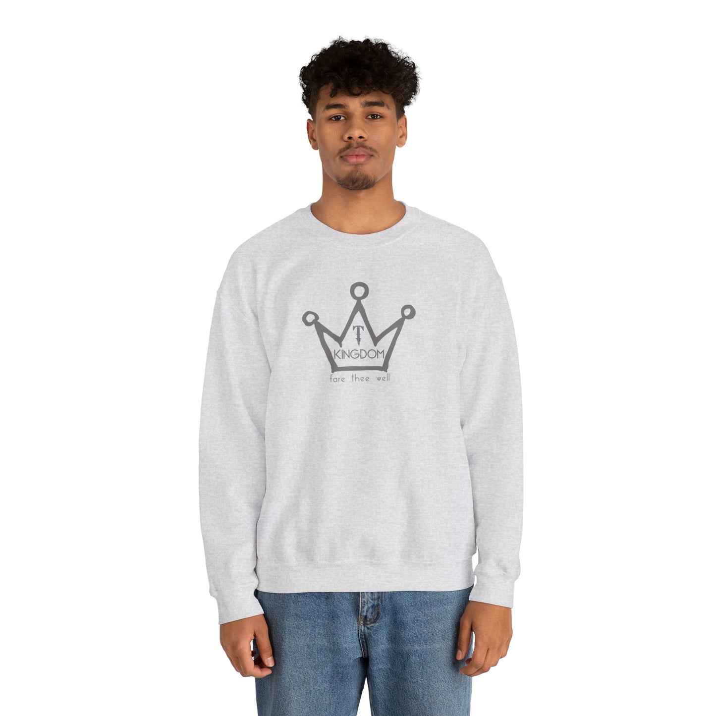 T-Kingdom Adult Sweatshirt Grey Crown Logo Light Jewels Unisex Heavy Blend™ Crewneck