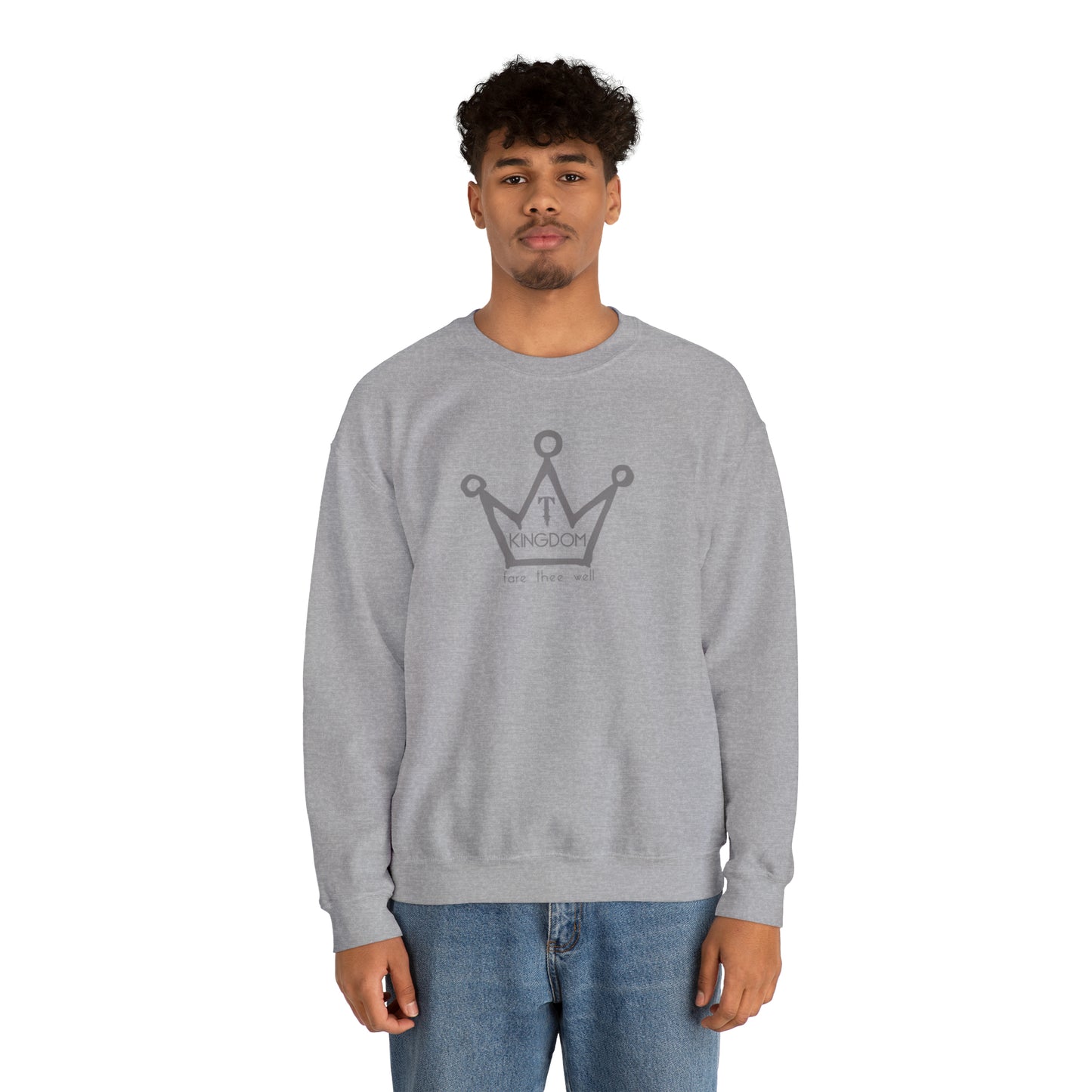 T-Kingdom Adult Sweatshirt Grey Crown Logo Light Jewels Unisex Heavy Blend™ Crewneck