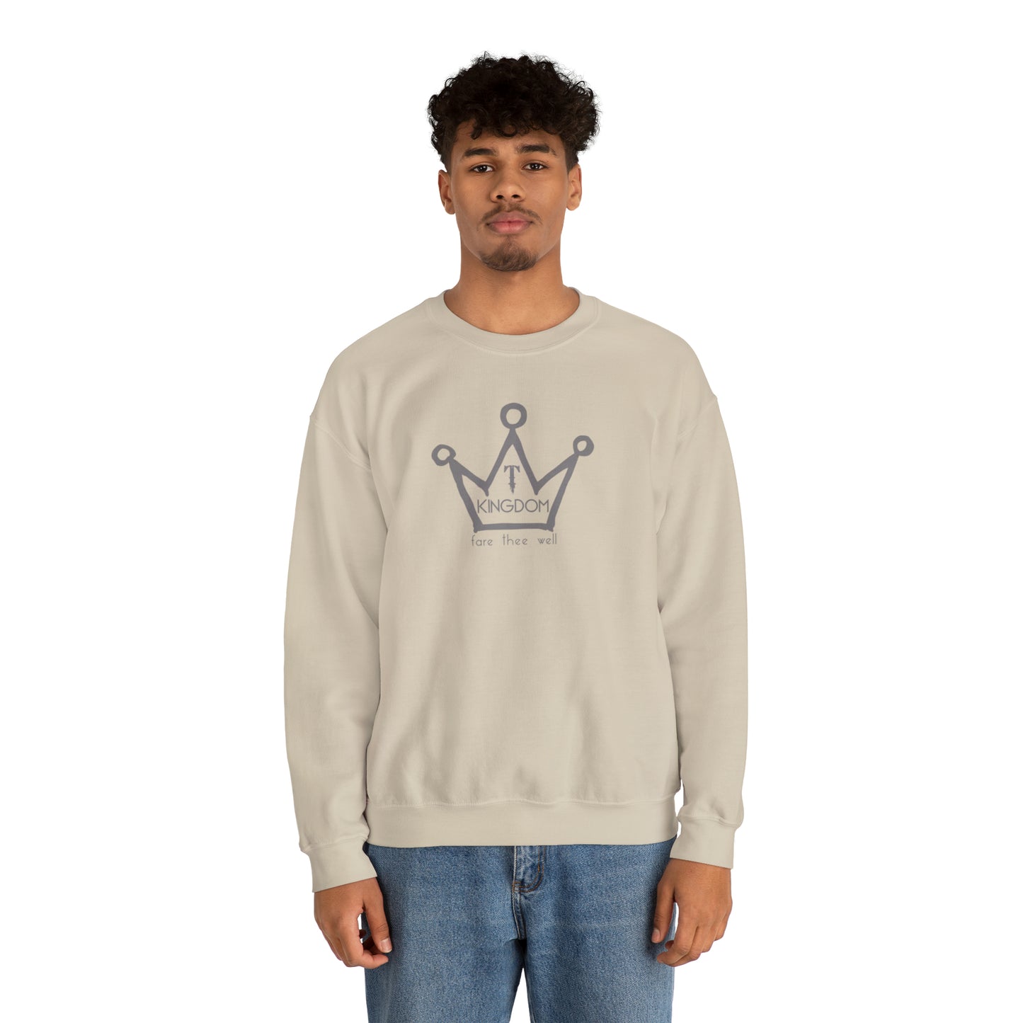 T-Kingdom Adult Sweatshirt Grey Crown Logo Light Jewels Unisex Heavy Blend™ Crewneck