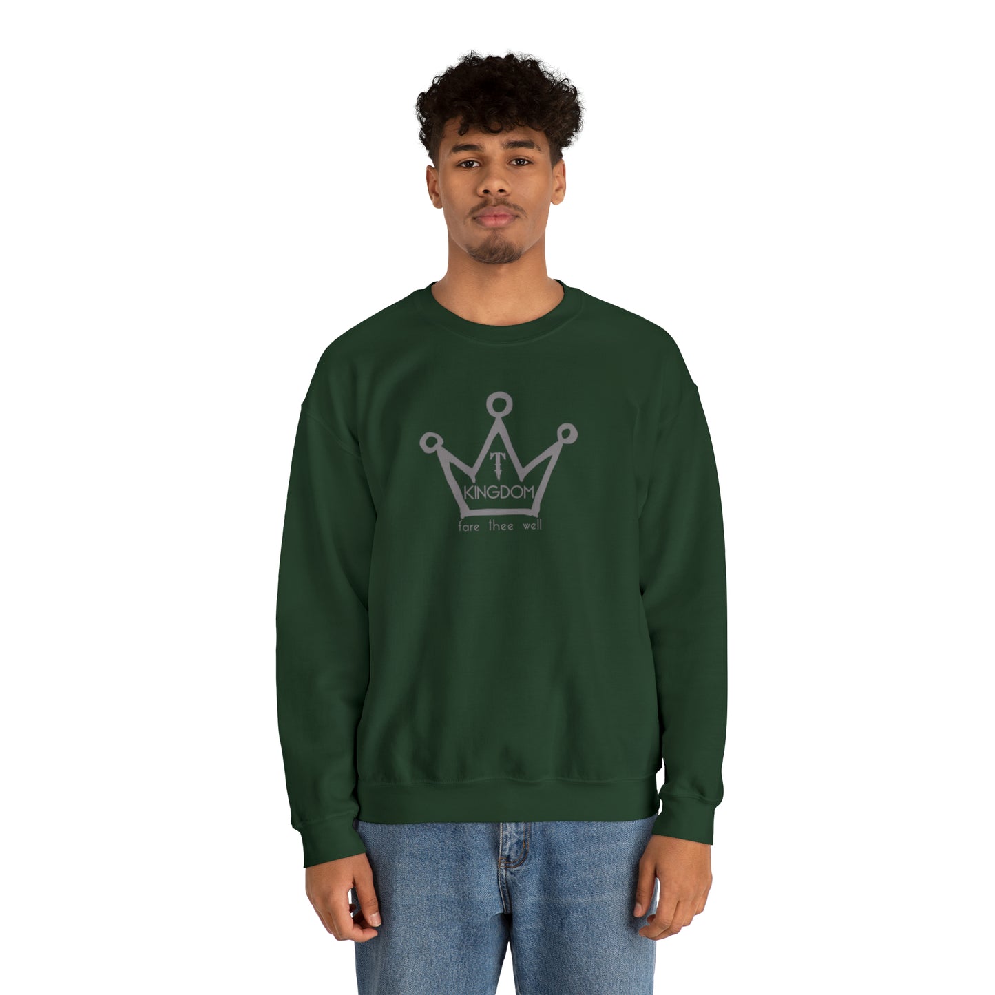 T-Kingdom Adult Sweatshirt Grey Crown Logo Deep Jewels Unisex Heavy Blend™ Crewneck