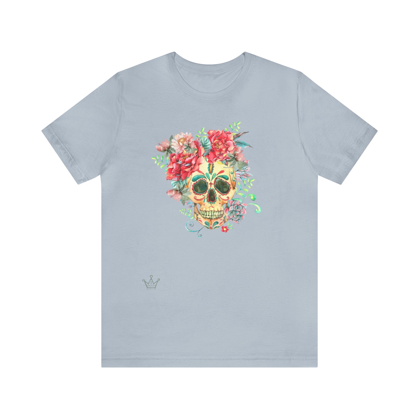 Boho Flower Skull Adult T-Shirt Unisex Jersey Short Sleeve Tee