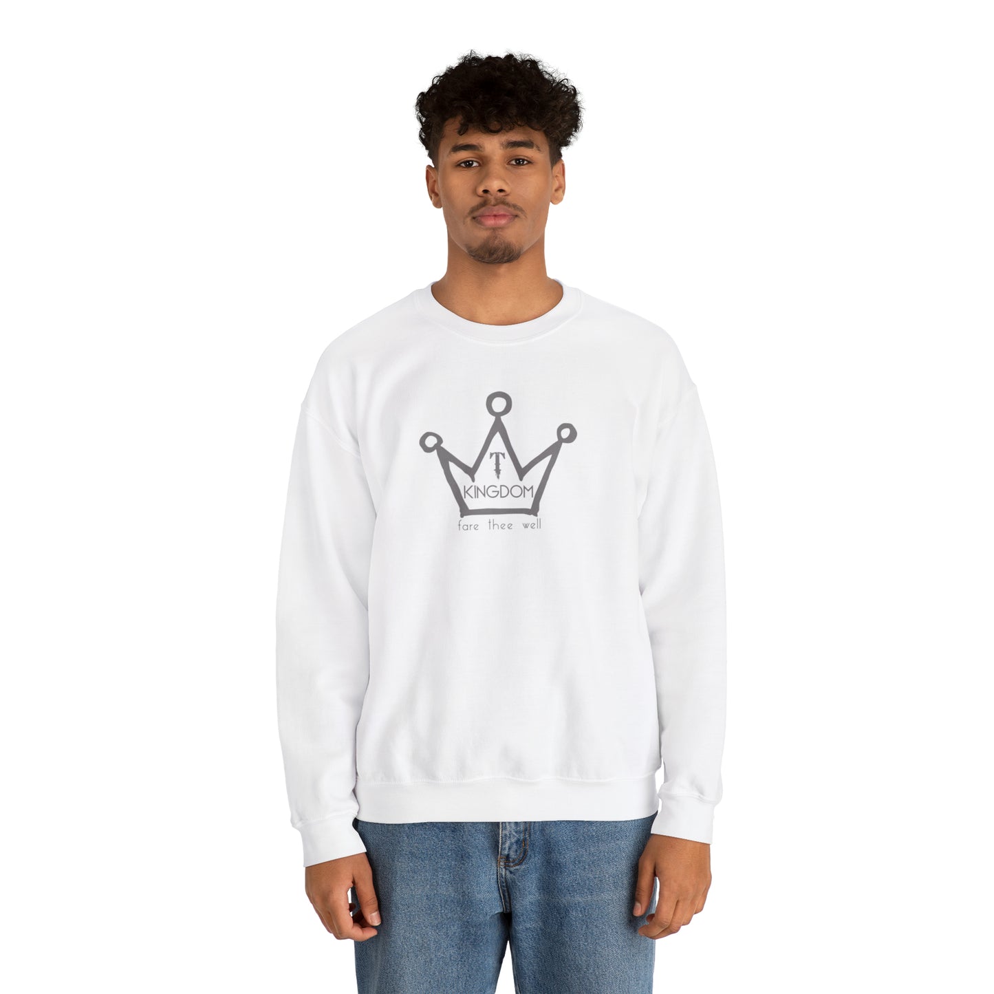 T-Kingdom Adult Sweatshirt Grey Crown Logo Light Jewels Unisex Heavy Blend™ Crewneck