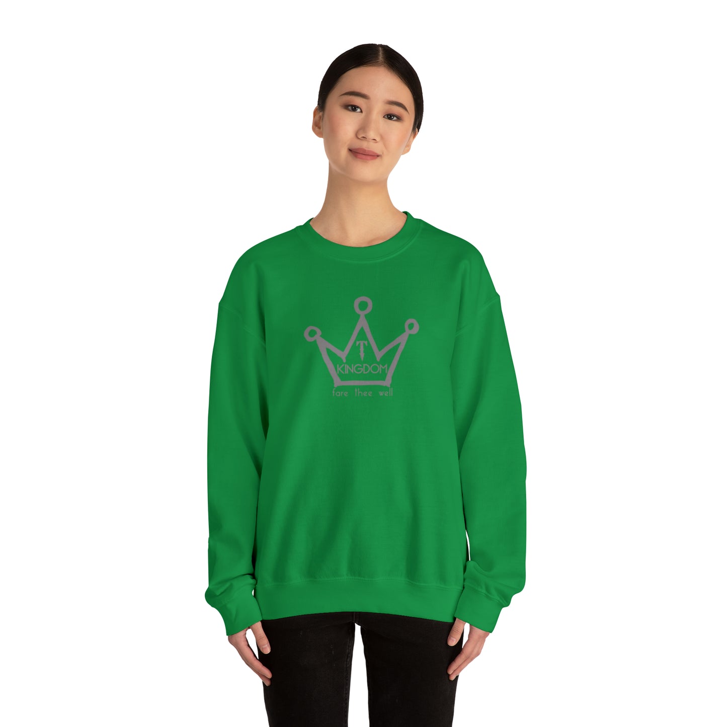 T-Kingdom Adult Sweatshirt Grey Crown Logo Deep Jewels Unisex Heavy Blend™ Crewneck