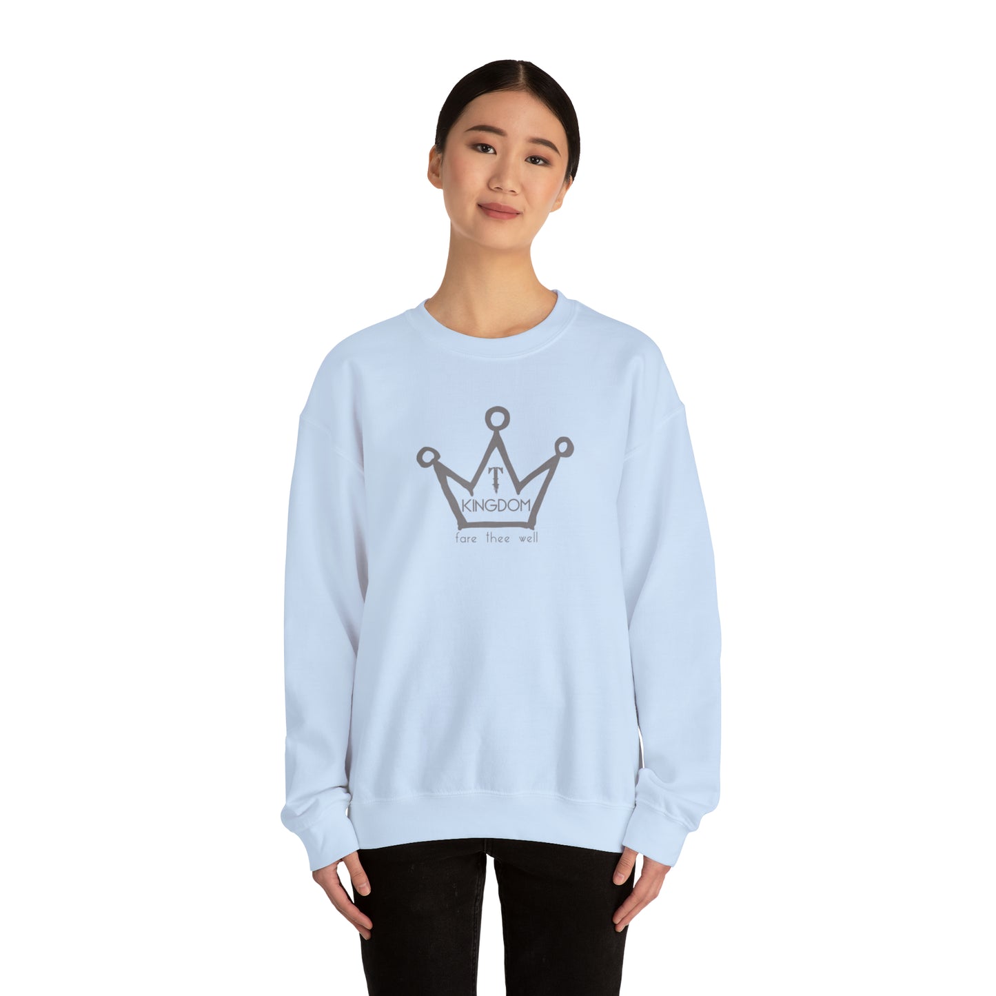 T-Kingdom Adult Sweatshirt Grey Crown Logo Light Jewels Unisex Heavy Blend™ Crewneck