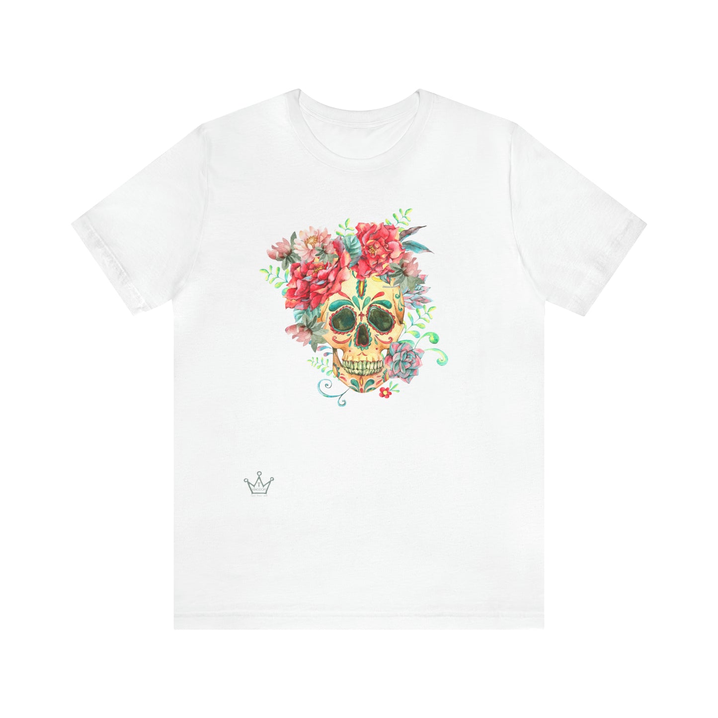 Boho Flower Skull Adult T-Shirt Unisex Jersey Short Sleeve Tee