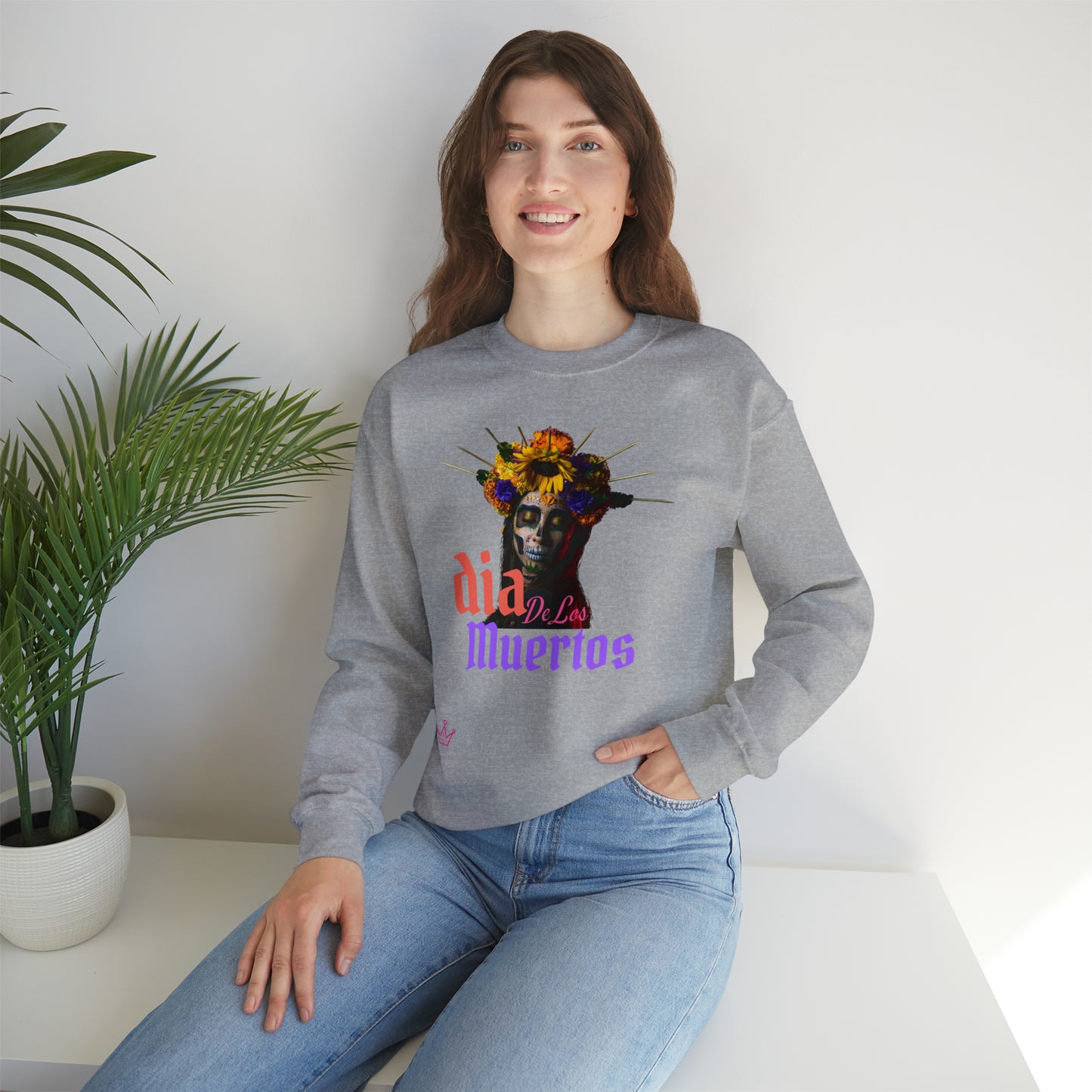 Dia de los Muertos Skull Halloween Adult Sweatshirt Unisex Heavy Blend™ Crewneck