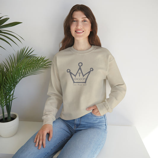 T-Kingdom Adult Sweatshirt Grey Crown Logo Light Jewels Unisex Heavy Blend™ Crewneck