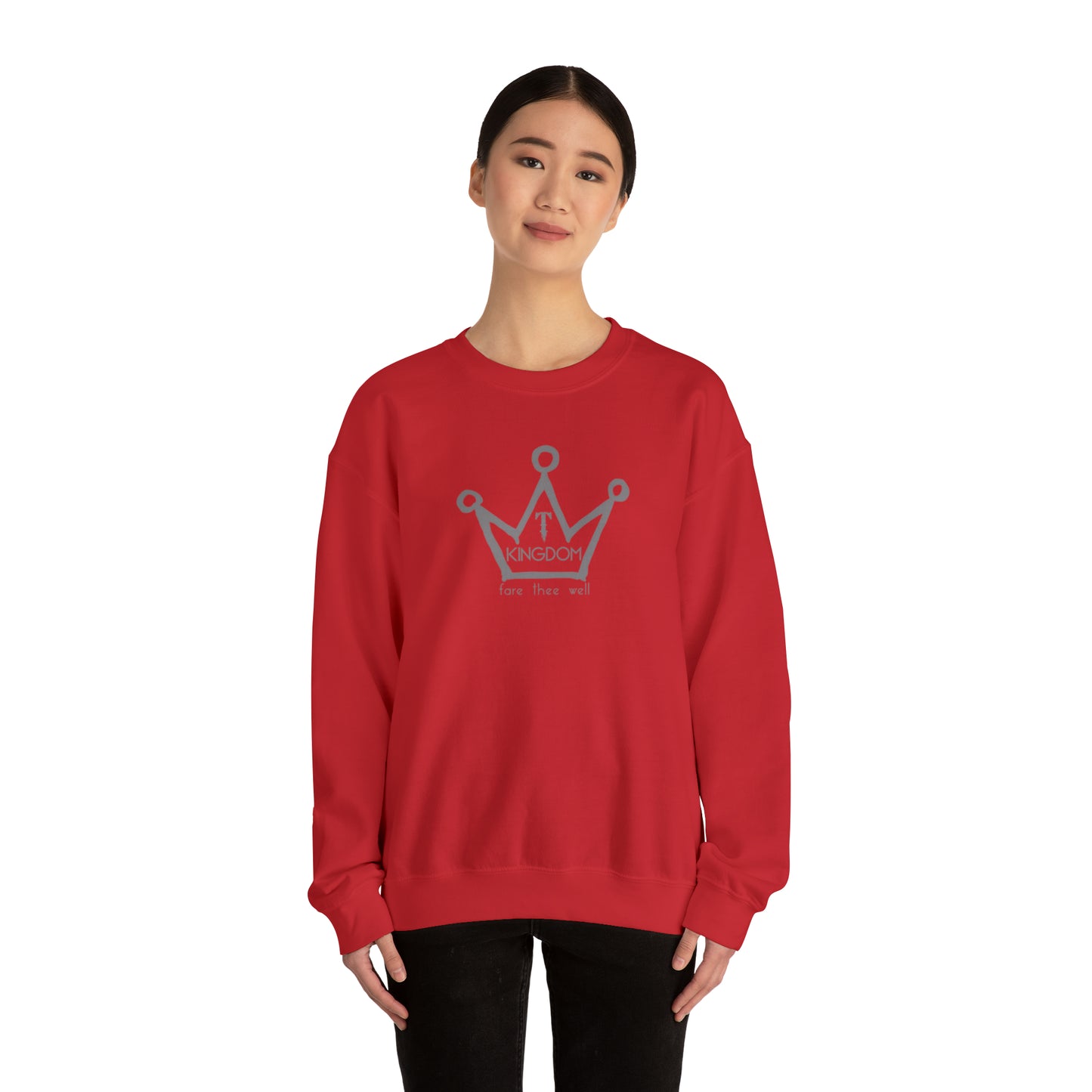 T-Kingdom Adult Sweatshirt Grey Crown Logo Deep Jewels Unisex Heavy Blend™ Crewneck