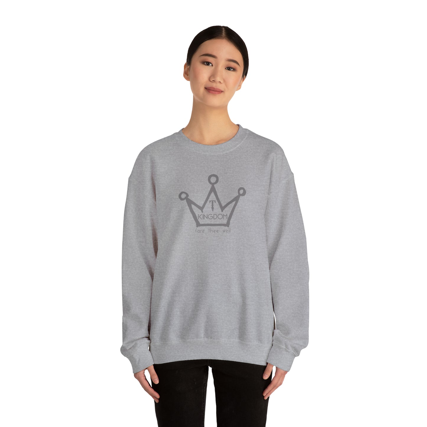 T-Kingdom Adult Sweatshirt Grey Crown Logo Light Jewels Unisex Heavy Blend™ Crewneck