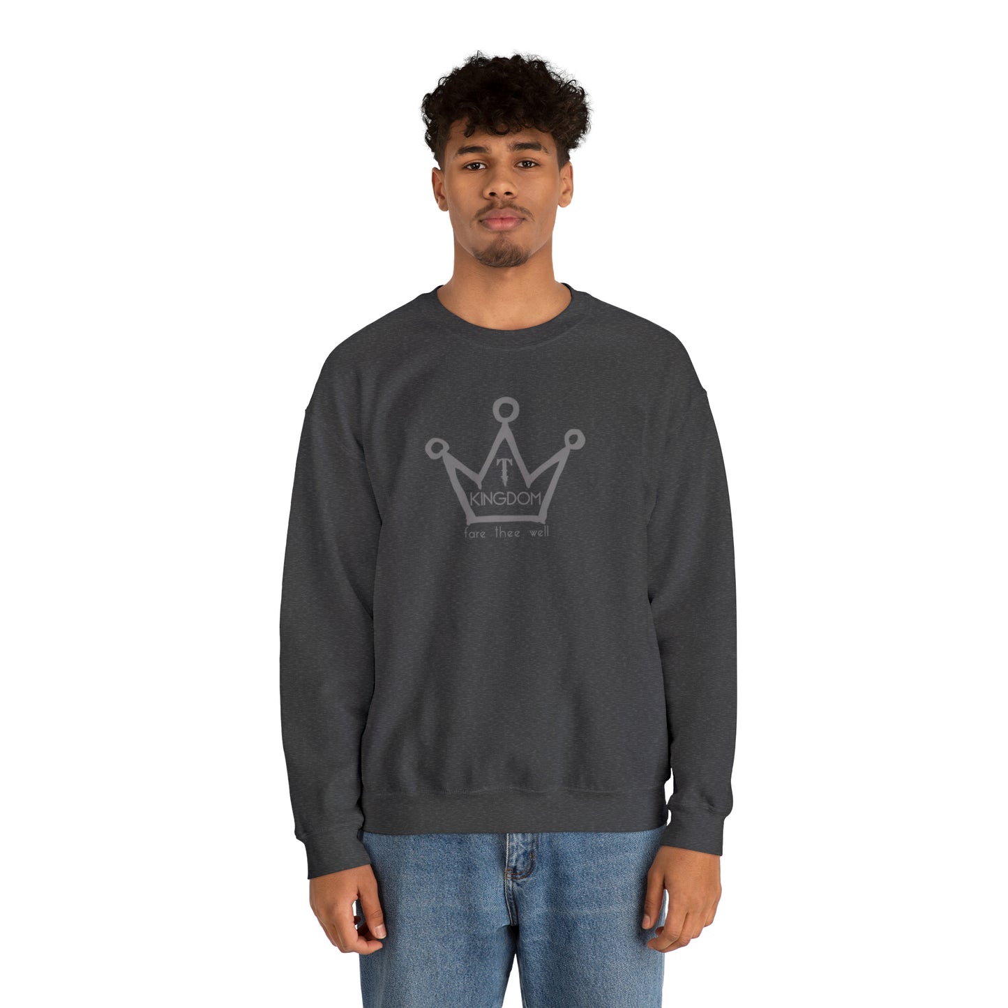 T-Kingdom Adult Sweatshirt Grey Crown Logo Deep Jewels Unisex Heavy Blend™ Crewneck