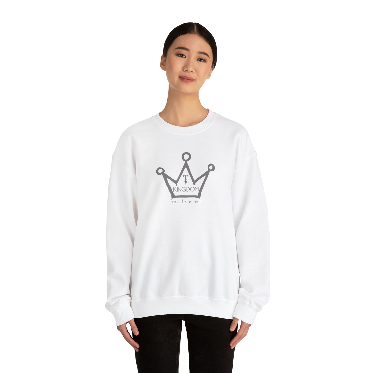 T-Kingdom Adult Sweatshirt Grey Crown Logo Light Jewels Unisex Heavy Blend™ Crewneck