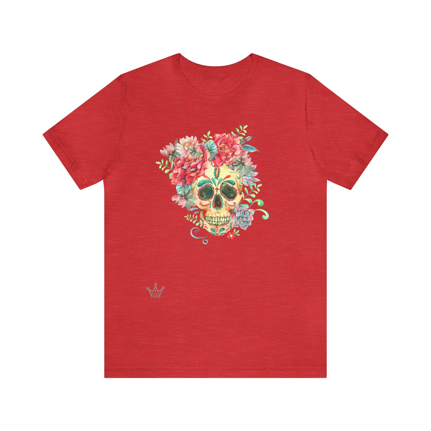 Boho Flower Skull Adult T-Shirt Unisex Jersey Short Sleeve Tee