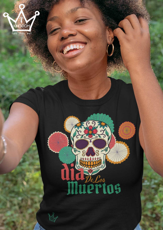 Dia de los Muertos Skull Halloween Adult T-Shirt Unisex Jersey Short Sleeve Tee