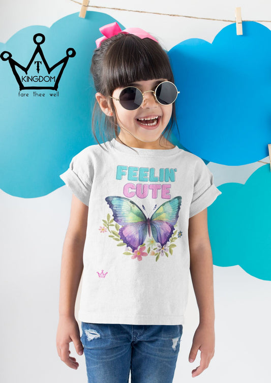 Feelin Cute Butterfly Kids T-Shirt Heavy Cotton™ Tee