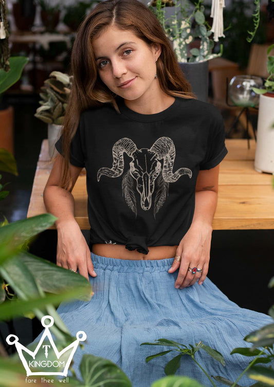 Bull Skull Boho Adult T-Shirt Unisex Jersey Short Sleeve Tee