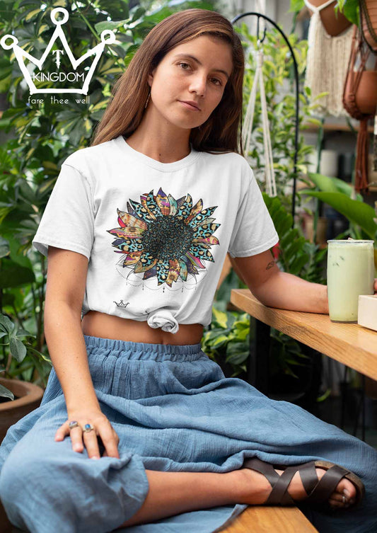 Sunflower Boho Adult T-Shirt Unisex Jersey Short Sleeve Tee