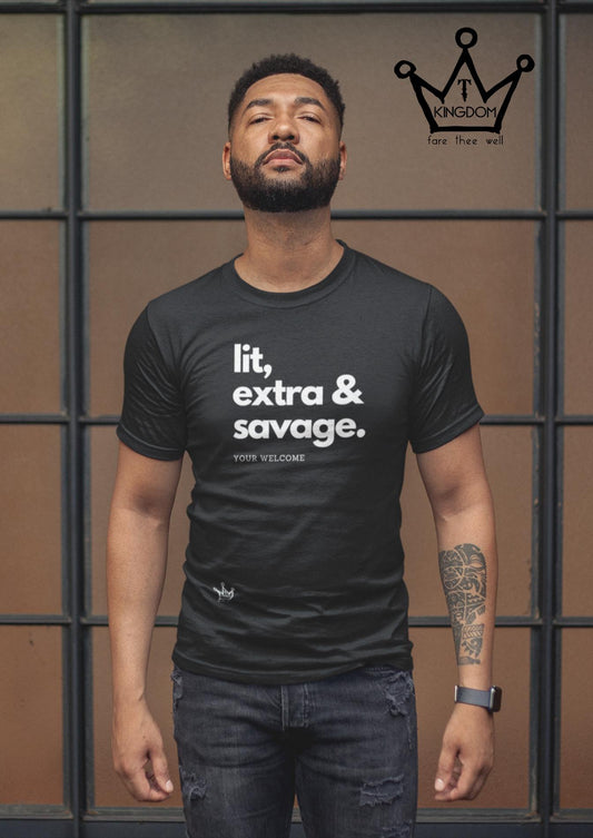 Lit, Extra & Savage Adult T-Shirt Unisex Jersey Short Sleeve Tee