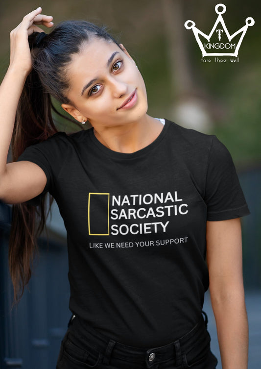 National Sarcastic Society Adult T-Shirt Unisex Jersey Short Sleeve Tee